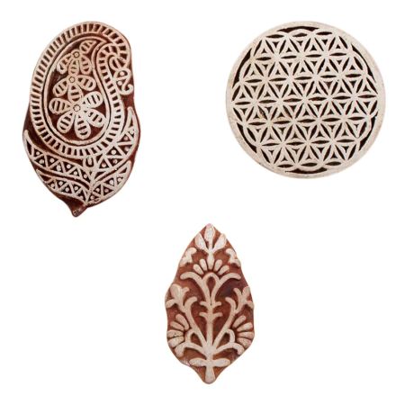 Set of 3 Piece New Mix Wooden Printing Blocks